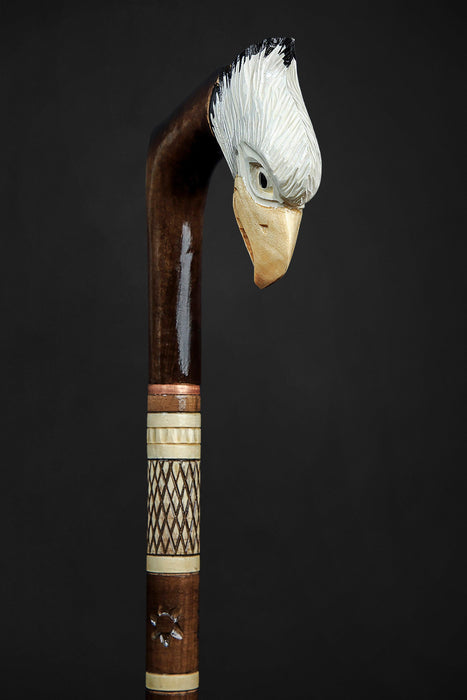 Walking Cane for Men Hand-Painted Bald Eagle, Hand Carved Cane