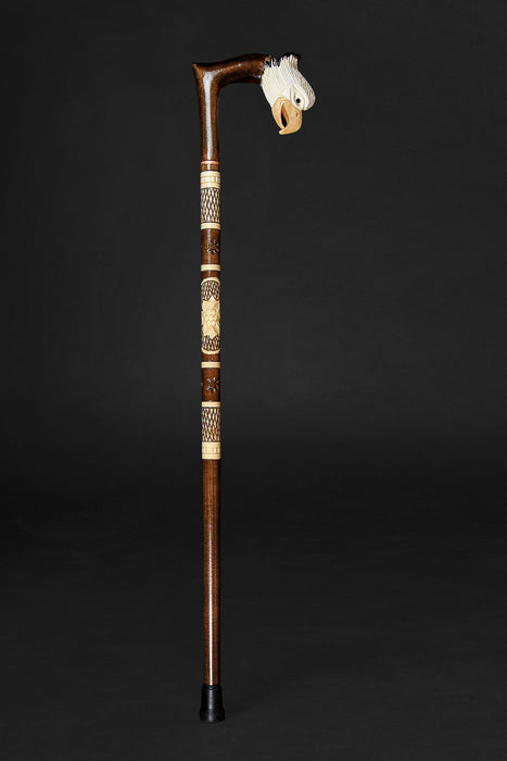 Walking Cane for Men Hand-Painted Bald Eagle, Hand Carved Cane