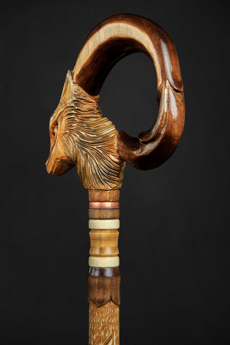 Unique Design Fox Walking Cane, Victorian Folk Art Dress Walking Stick