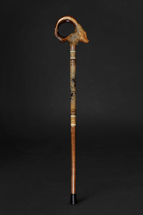 Unique Design Fox Walking Cane, Victorian Folk Art Dress Walking Stick