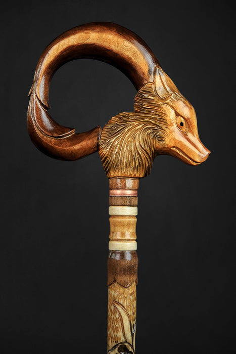 Unique Design Fox Walking Cane, Victorian Folk Art Dress Walking Stick