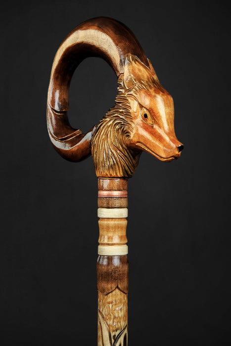 Unique Design Fox Walking Cane, Victorian Folk Art Dress Walking Stick