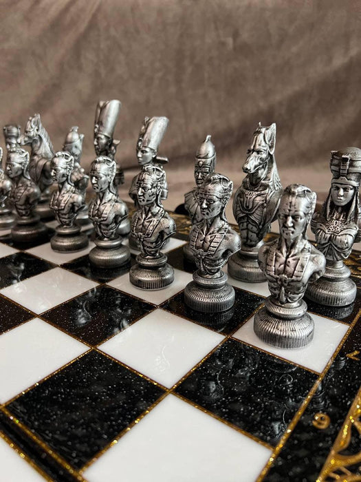 Luxury Black Acrylic Stone Chess Set, Backgammon Set 3 In 1