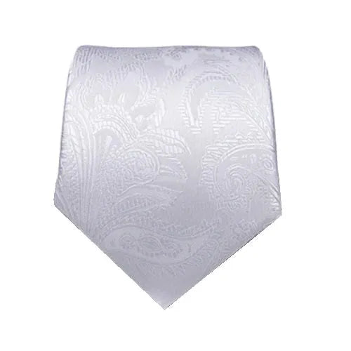 White Floral Silk Tie for Classy Men - Elegant Accessory for Formal Occasions