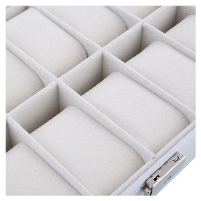 White Premium Leatherette Watch Box with 12 Slots