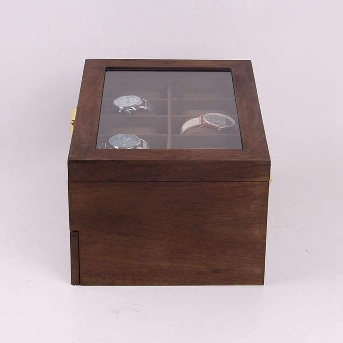 Wooden Storage Case with 14 Slots, Safe Watch Organizer