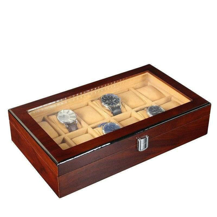 Uniqiue Wooden Watch Storage Box Holder with 12 Slots