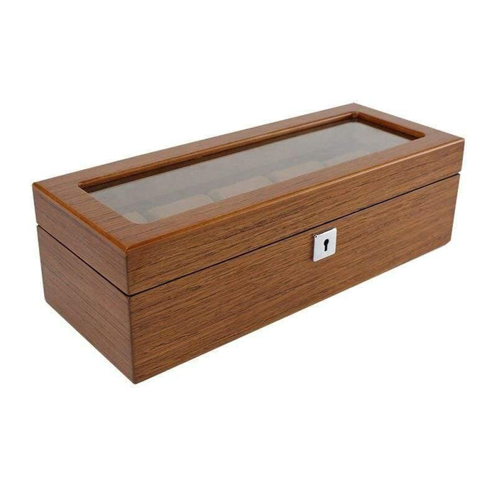 Wooden Watch Holder Box with Secure Lock and 5 Slots