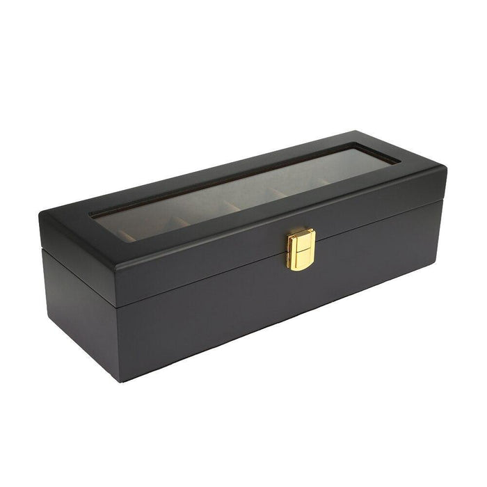 Wooden Watch Box with Luxurious Suede Interior 6 Slots