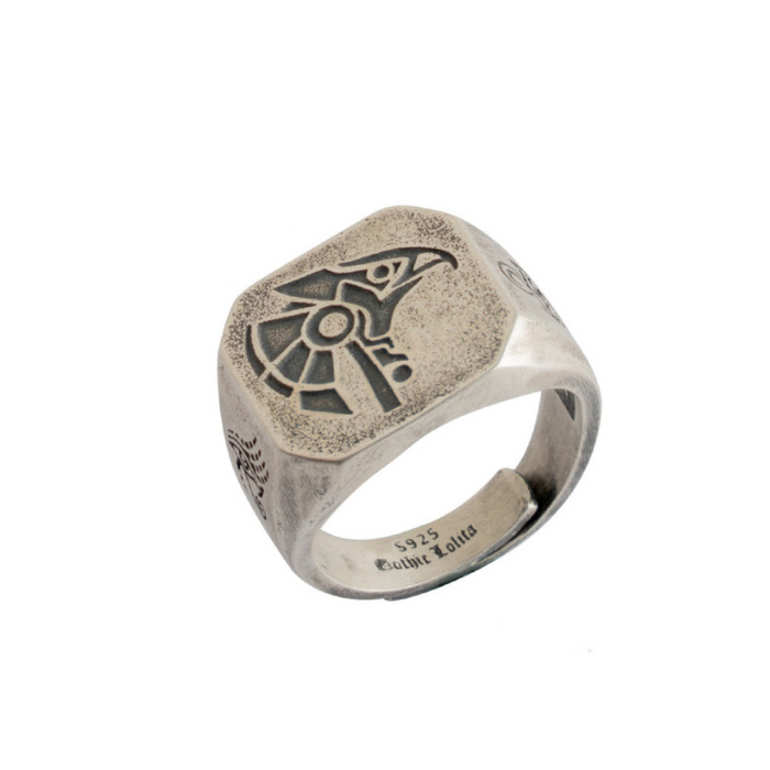 Egyptian Eye of Horus Ring S925 Sterling Silver