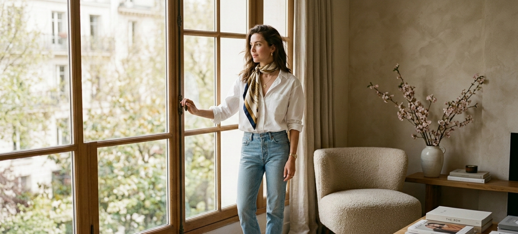 A Silk Scarf Transforms Basic Spring Looks Into Curated Ensembles