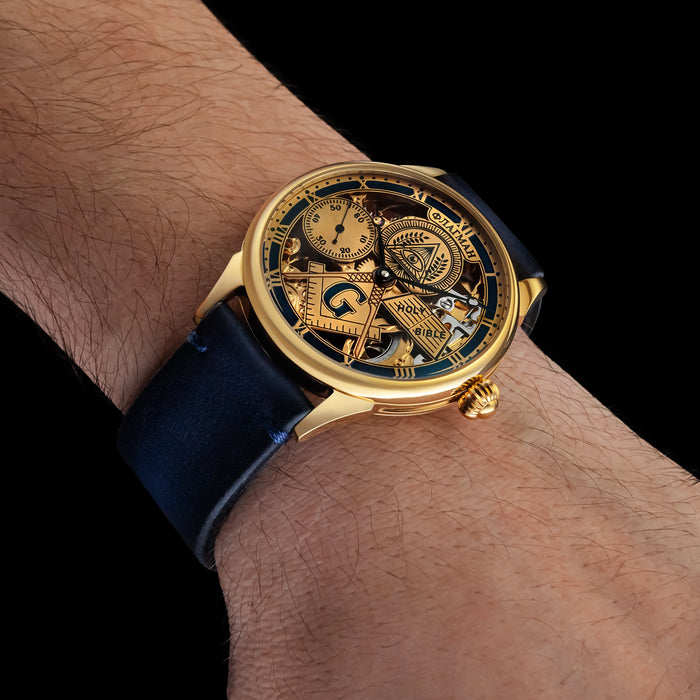 Masonic Skeleton Watch for Men – Engraved Mechanical Timepiece