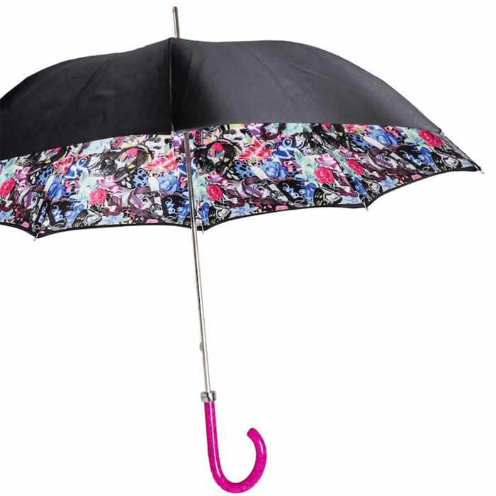 Pink Handle Printed Unique Design Umbrella Art