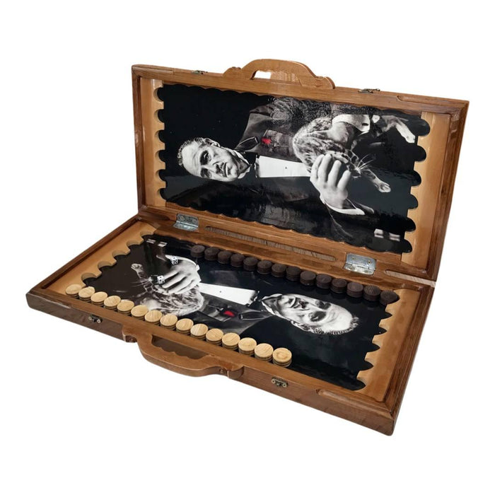 Wooden Backgammon Set, Customized Backgammon With Don Corleone