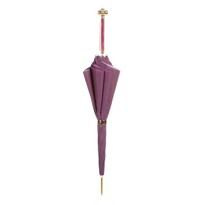 Designer Purple Umbrella With Roses Printed Interior for Women