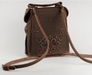 Women's Leather Backpack: Stylish Brown Boho Pack with Embossing