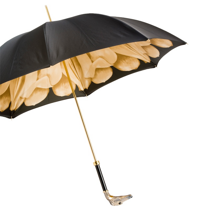 Greyhound Handle Woman Umbrella with Black Canopy