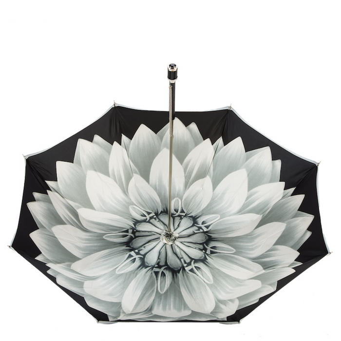 Designer Women Silver Canopy Dahlia Interior Double Cloth Umbrella