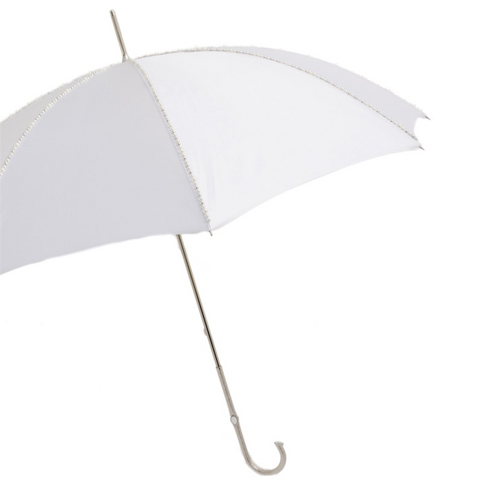 Wedding White Umbrella with Jeweled Brass Handle