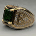Vintage Golden Ring with Green Gemstone & Crystal Accents
