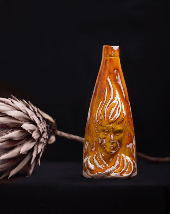 Orange Flamy Genie Vase - Vintage Style Vase Handmade