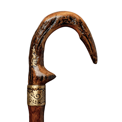 Edwardian walking stick with antler horn cane