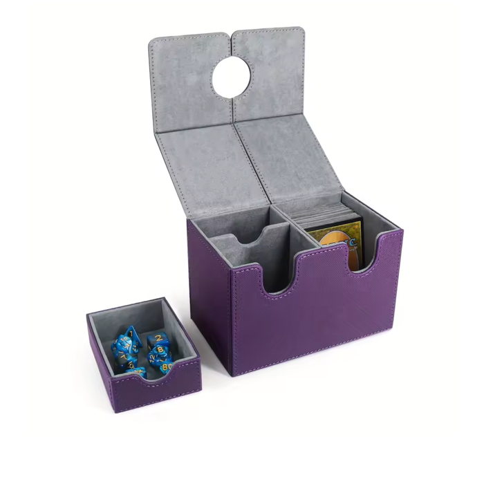 PU Leather Card Deck Box with Dice Tray – Holds 200+ Sleeved Cards