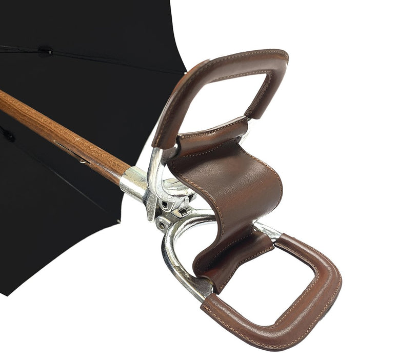 Handcrafted Leather Seat Umbrella - Black Color