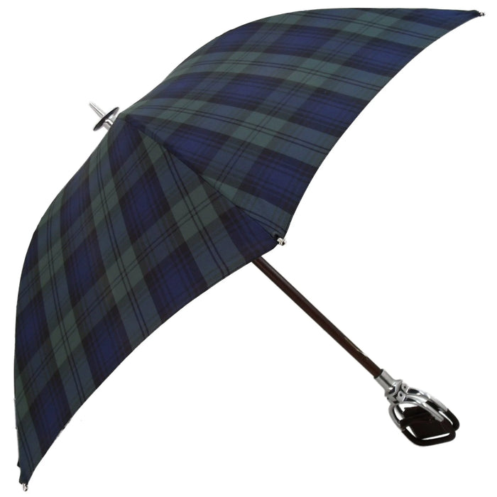 Parapluie de siège en cuir tartan vert et marron exclusif