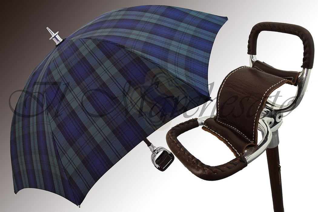 Handcrafted Leather Seat Umbrella- Black Watch Tartan