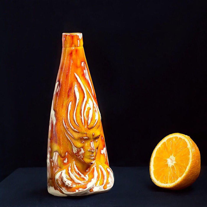 Orange Flamy Genie Vase - Vintage Style Vase Handmade