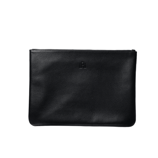 Black leather laptop sleeve for MacBook minimalist style