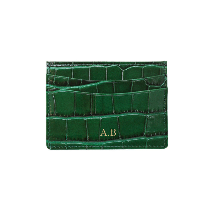 Personalised Burgundy Card Holder Crocodile Leather