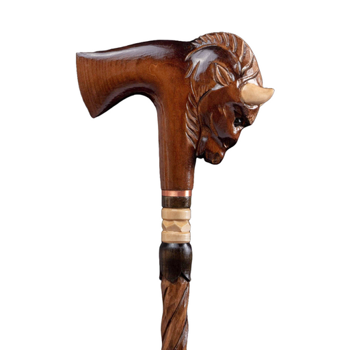 Wooden Bull Walking Cane, Animal-inspired Canes