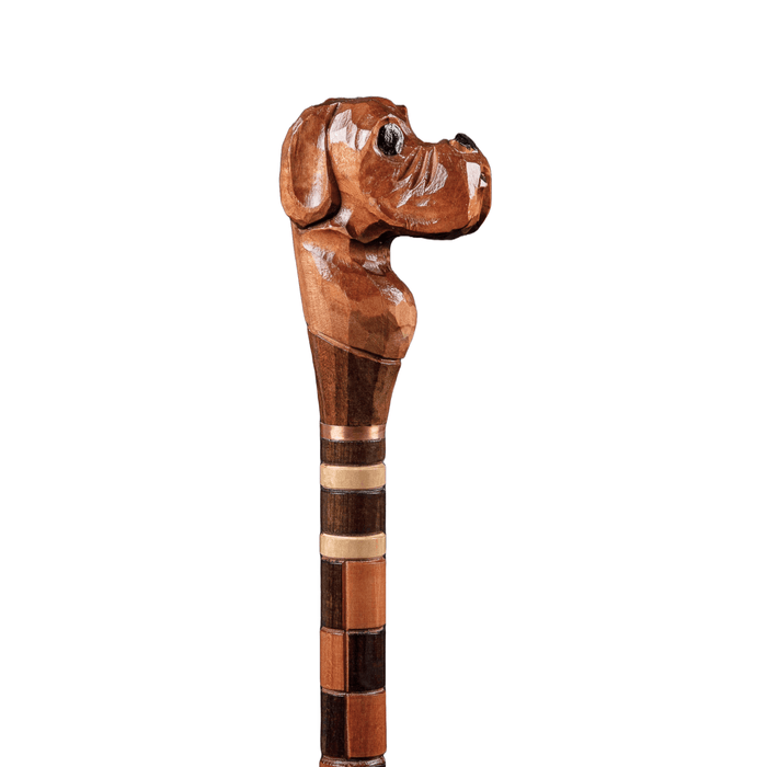 Wooden Bulldog Walking Cane, Walking Stick Dog Head