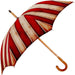 Handcrafted Umbrella - Striped Red And Cream - Shaded Colors - Malacca Wood-Handle - Artynov | Unique Handmade Accessories