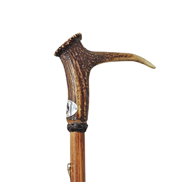 Unique Umbrella with Deer Horn Handle on Flared Beech Wood Rod