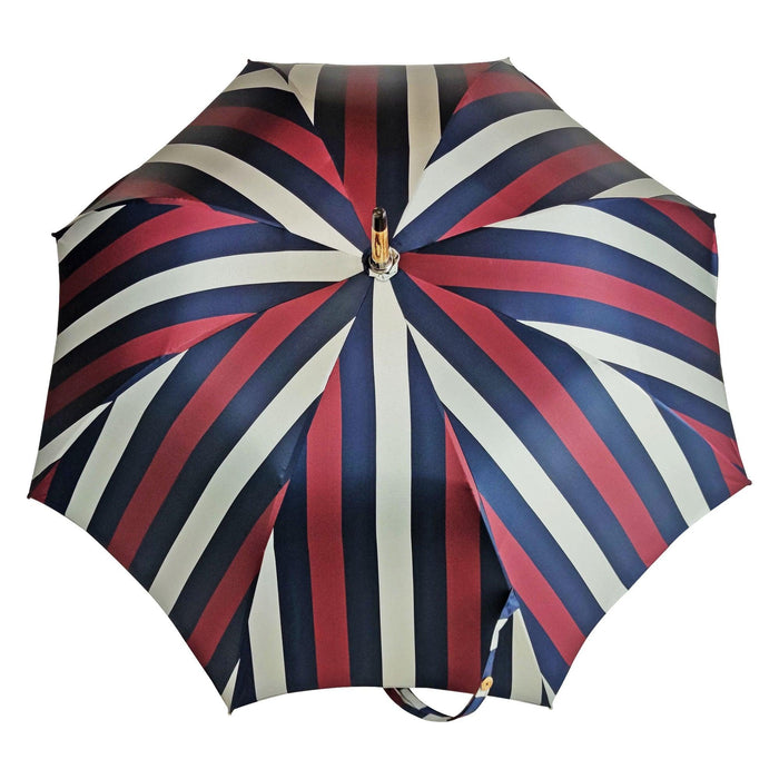 Multicolor Striped Umbrella with Natural Beech Wood Handle