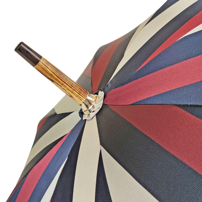 Multicolor Striped Umbrella with Natural Beech Wood Handle