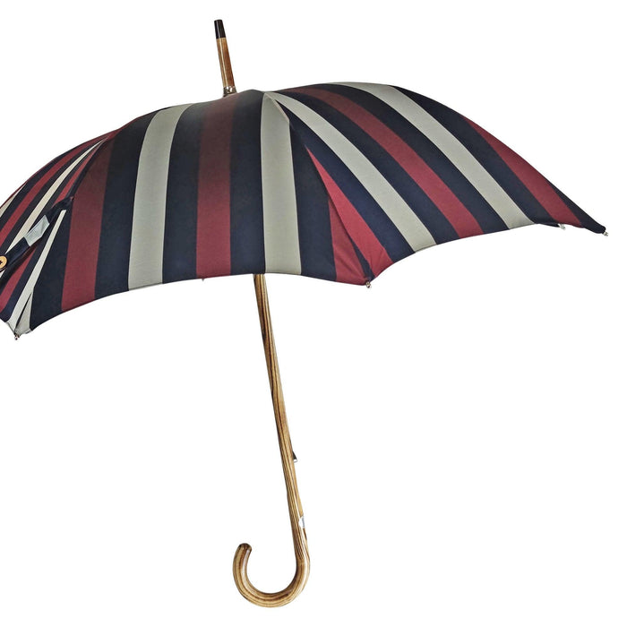 Multicolor Striped Umbrella with Natural Beech Wood Handle