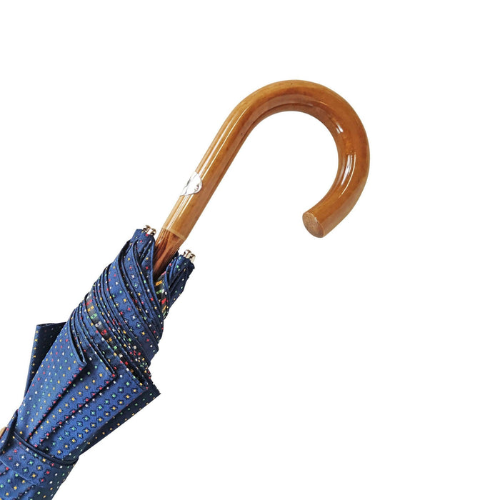 Multicolor Dot Umbrella with Elegant Malacca Wood Handle