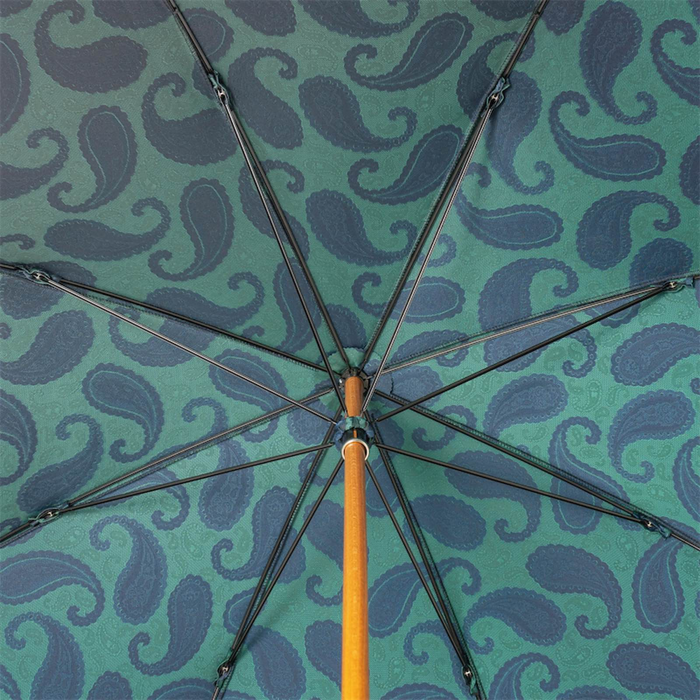 Exclusive Leather Handle Handcrafted Turquoise Paisley Umbrella