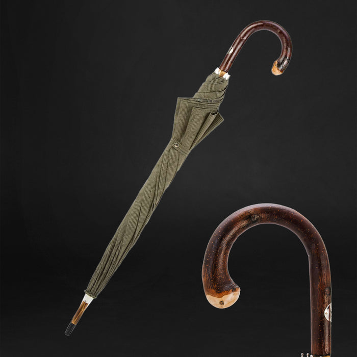 solid chestnut umbrella with knob end - striped design