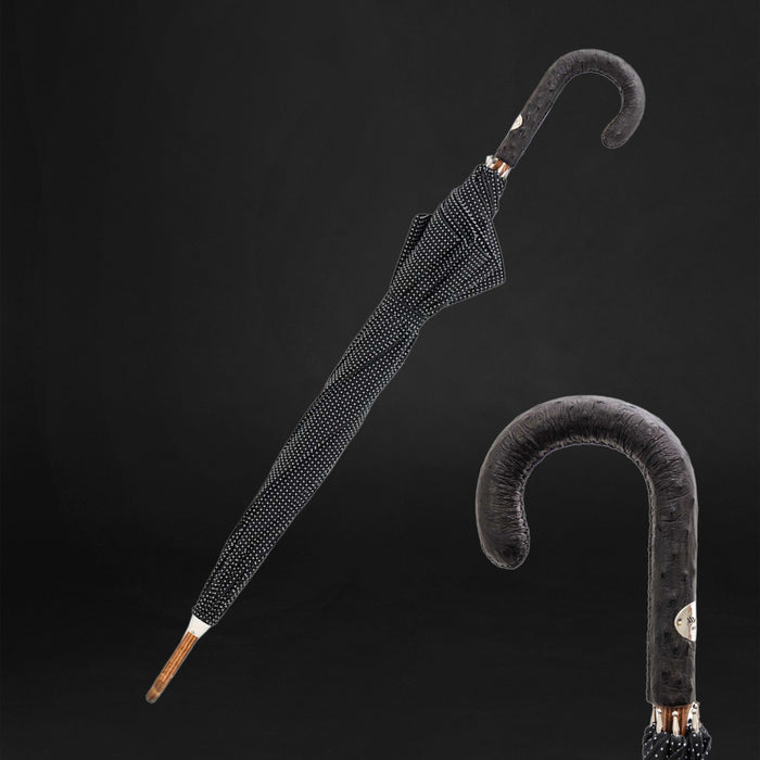 ostrich leather handle umbrella white