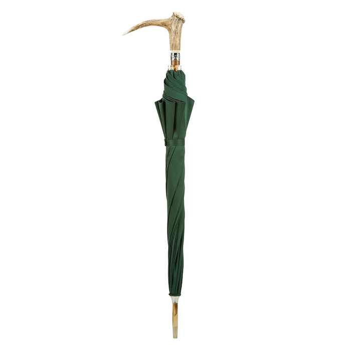 Luxury Designer Deer Antler Handle Green Umbrella