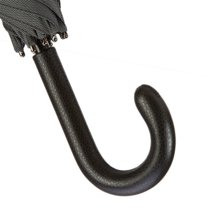 compact umbrella black leather handle
