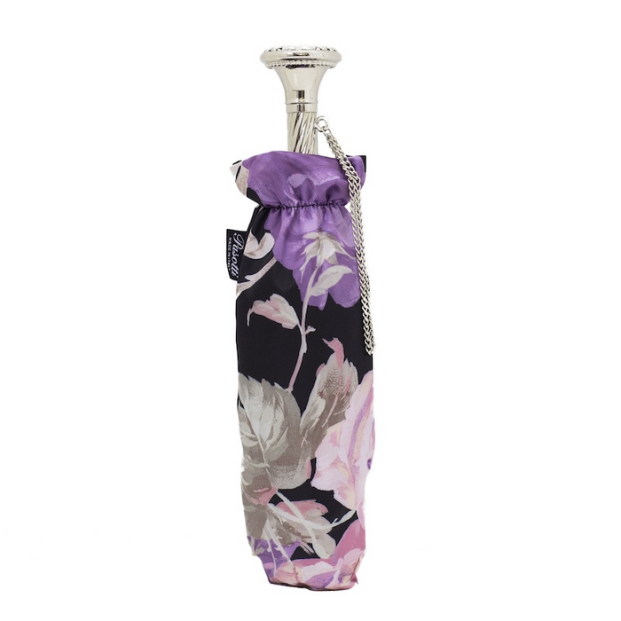 Black Italian Purple Floral Jewel Brass Umbrella