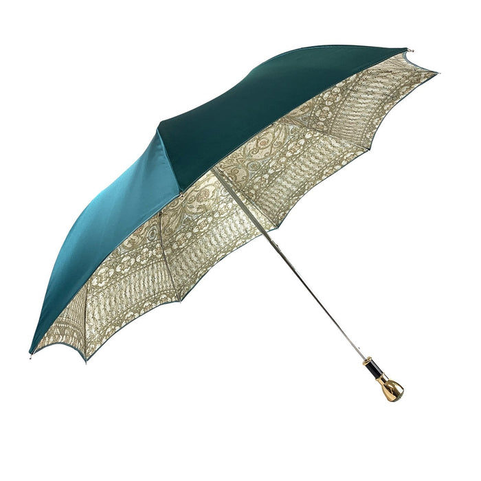 Elegant turquoise umbrella with baroque design