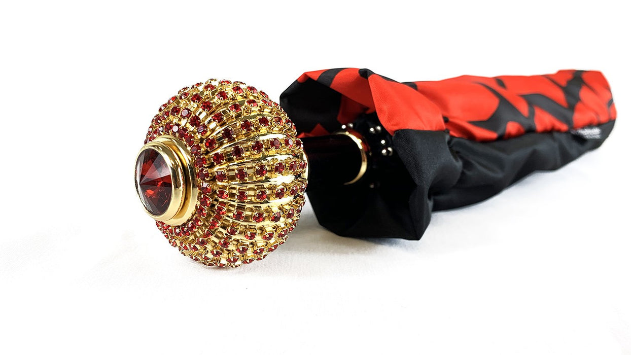 Premium folding umbrella with red crystal decoration
