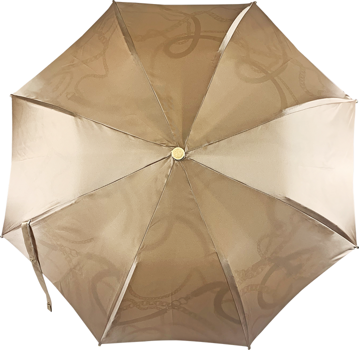 Durable cream umbrella with playful dog detailing